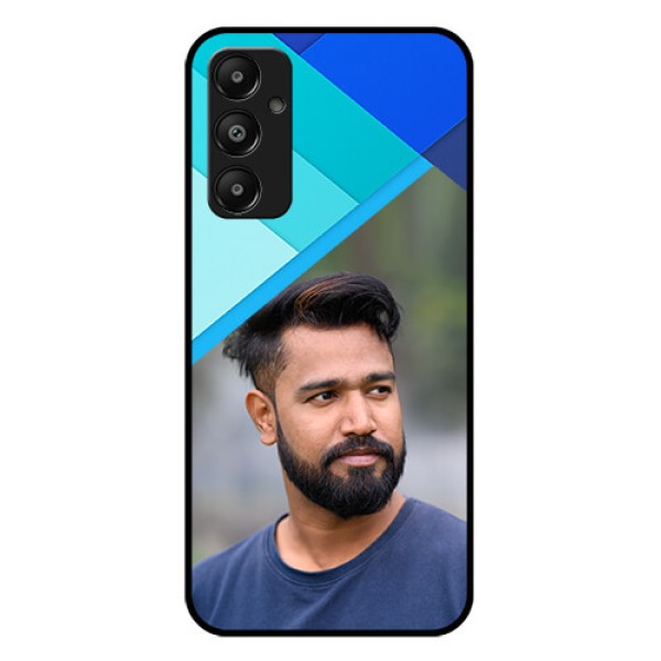 Galaxy M14 4G Custom Glass Phone Case - Blue Pattern Design