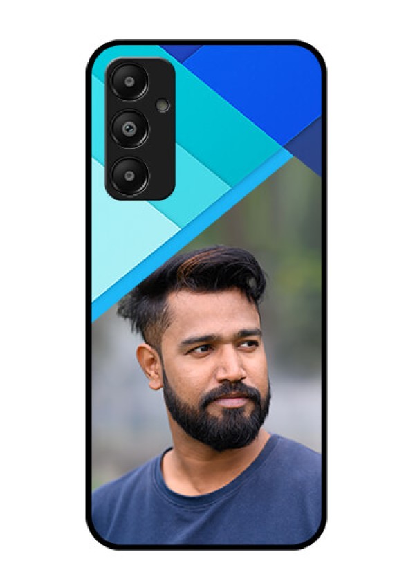 Galaxy M14 4G Custom Glass Phone Case - Blue Pattern Design