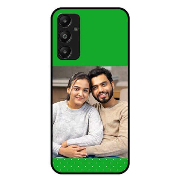 Galaxy M14 4G Custom Glass Phone Case - Green Pattern Design
