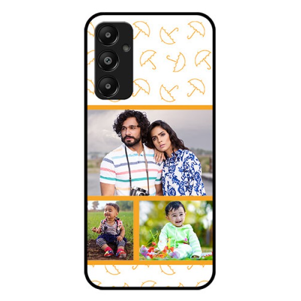 Galaxy M14 4G Custom Glass Phone Case - Yellow Pattern Design