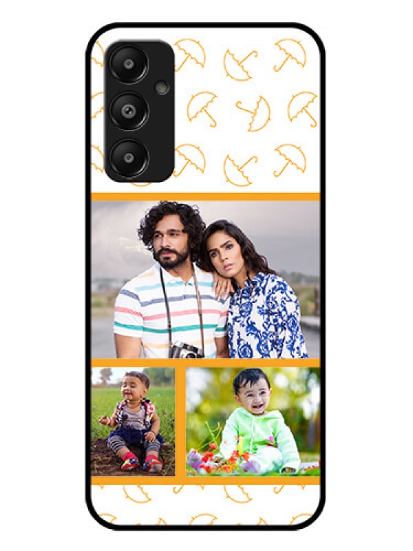Custom Galaxy M14 4G Custom Glass Phone Case - Yellow Pattern Design