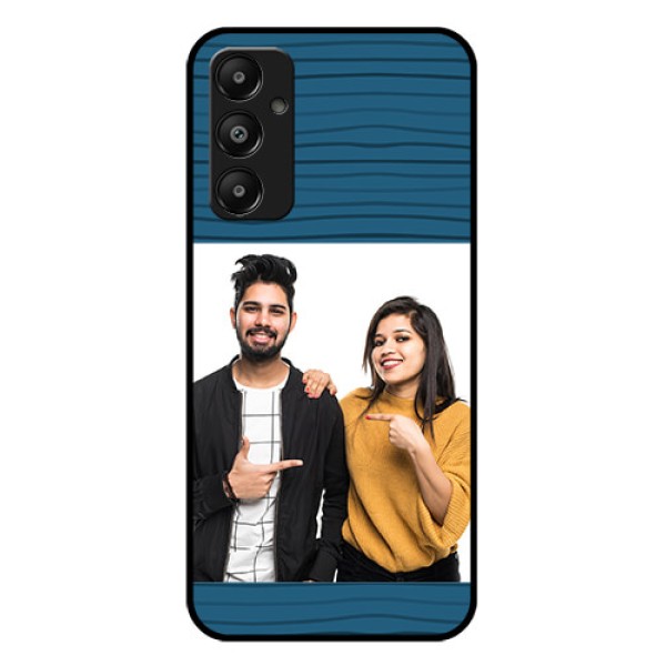 Galaxy M14 4G Custom Glass Phone Case - Blue Pattern Cover Design