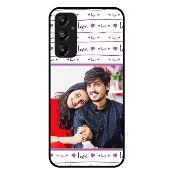 Galaxy M14 4G Custom Glass Phone Case - Couples Heart Design