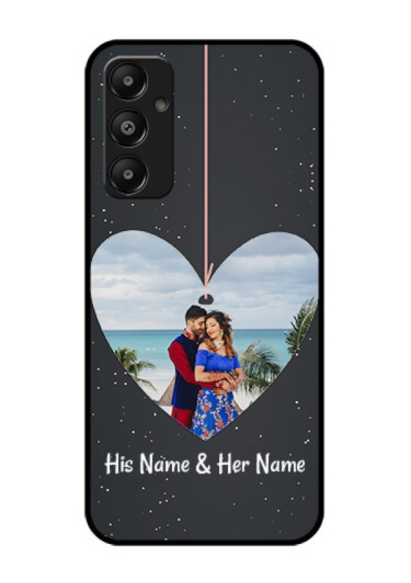Galaxy M14 4G Custom Glass Phone Case - Hanging Heart Design