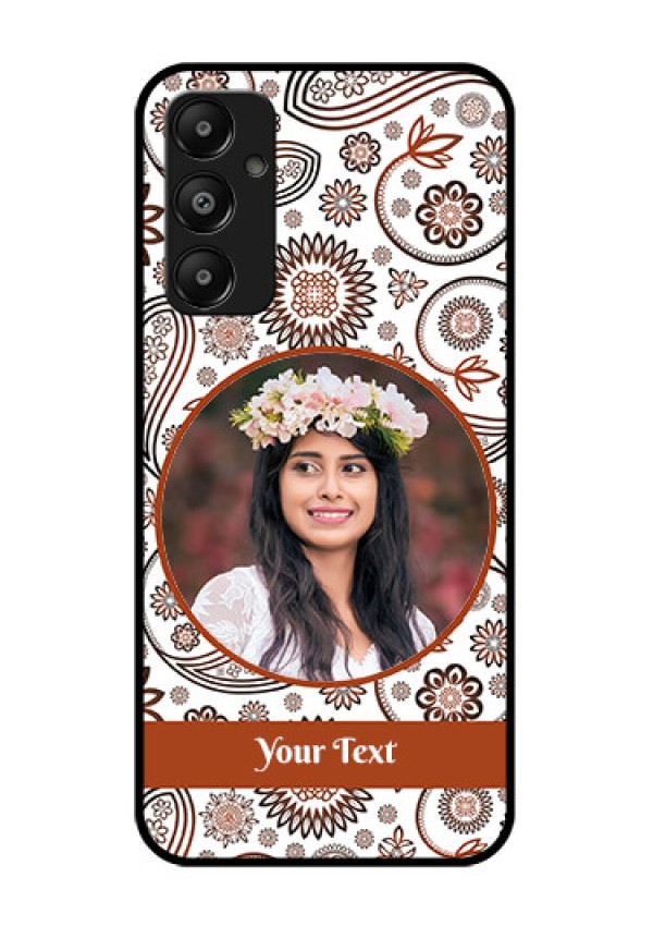 Galaxy M14 4G Custom Glass Phone Case - Abstract Flower Design