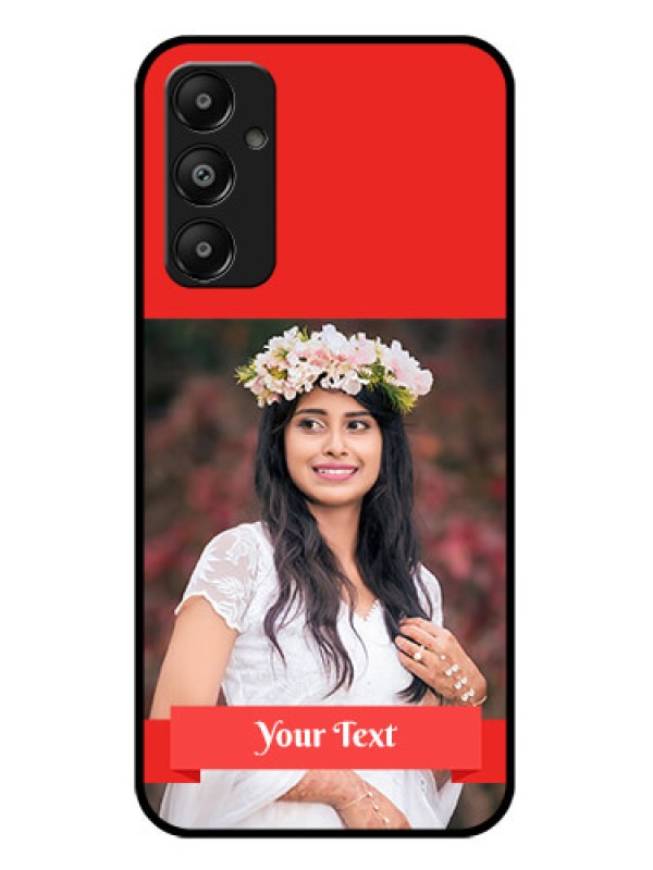 Custom Galaxy M14 4G Custom Glass Phone Case - Simple Red Color Design