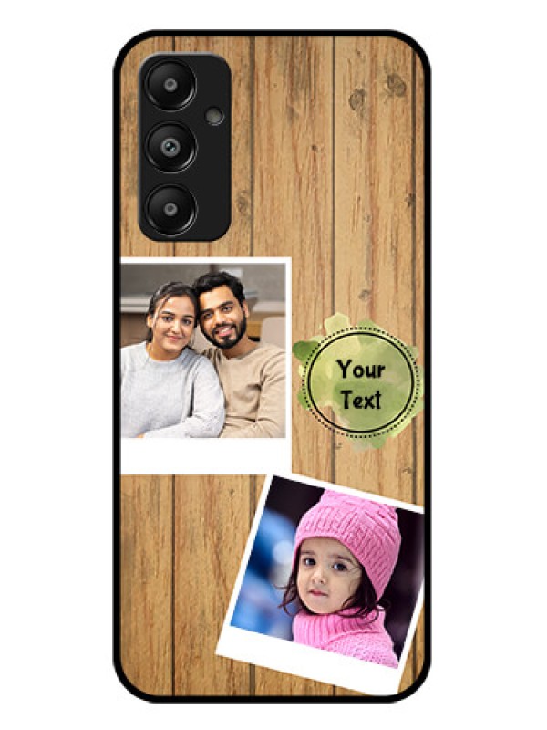 Custom Galaxy M14 4G Custom Glass Phone Case - Wooden Texture Design