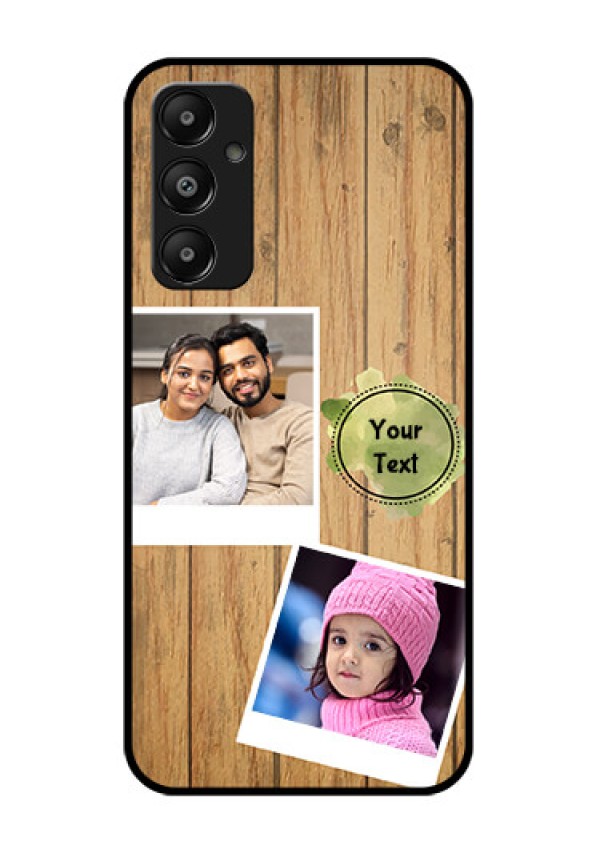 Galaxy M14 4G Custom Glass Phone Case - Wooden Texture Design