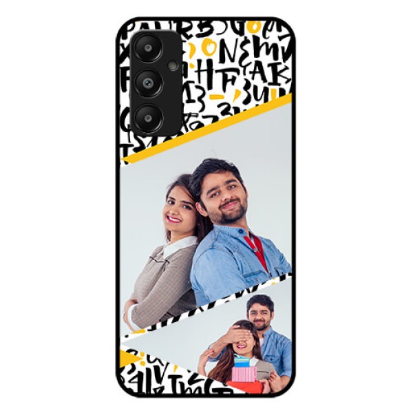 Galaxy M14 4G Custom Glass Phone Case - Letters Pattern Design