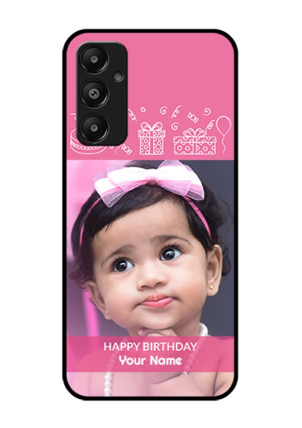 Galaxy M14 4G Custom Glass Phone Case - With Birthday Line Art Design