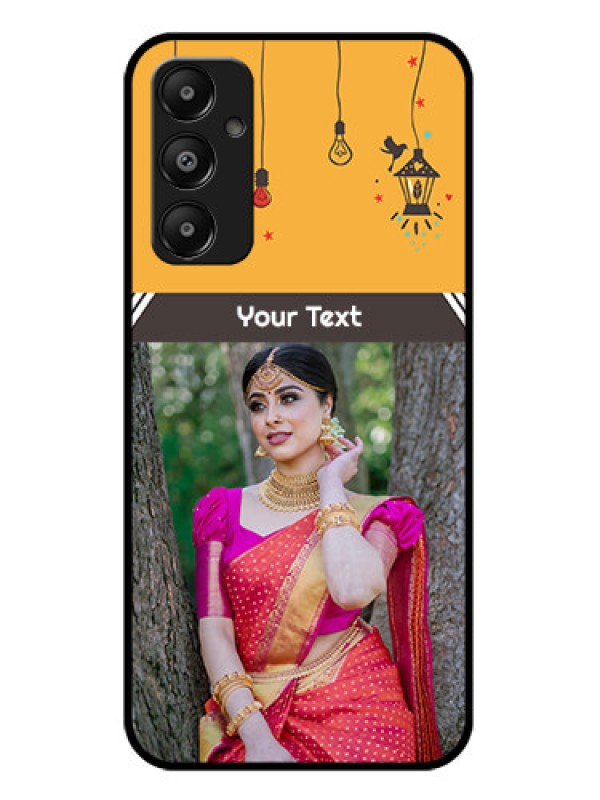 Custom Galaxy M14 4G Custom Glass Phone Case - With Family Picture And Icons