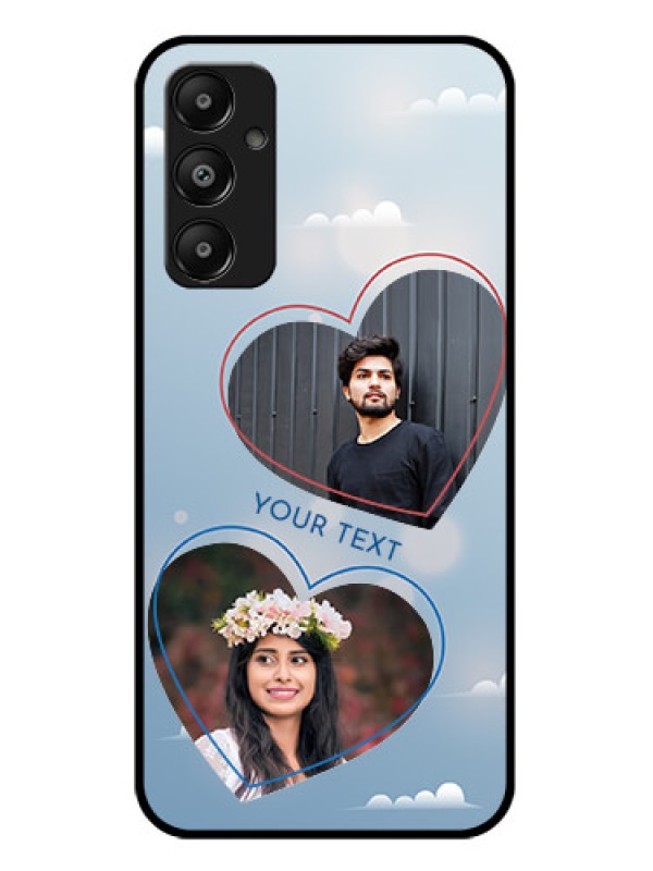 Custom Galaxy M14 4G Custom Glass Phone Case - Blue Color Couple Design