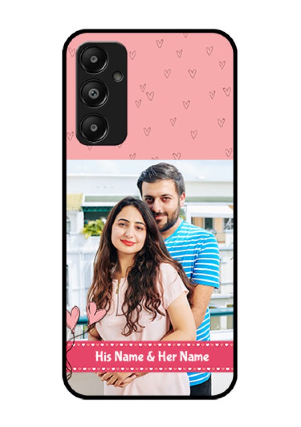 Galaxy M14 4G Custom Glass Phone Case - Love Design Peach Color