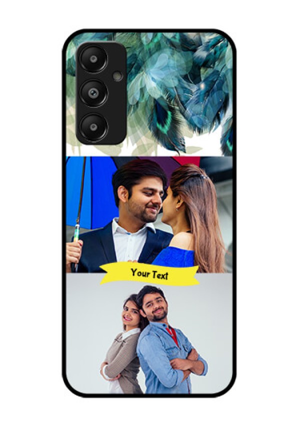 Galaxy M14 4G Custom Glass Phone Case - Image With Boho Peacock Feather Design