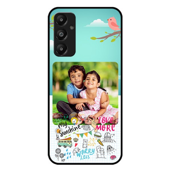 Galaxy M14 4G Custom Glass Phone Case - Doodle Love Design