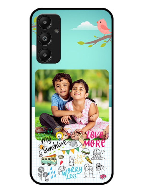 Custom Galaxy M14 4G Custom Glass Phone Case - Doodle Love Design