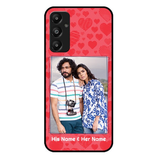 Galaxy M14 4G Custom Glass Phone Case - With Red Heart Symbols Design Galaxy M14 4G Custom Glass Phone Case - With Red Heart Symbols Design