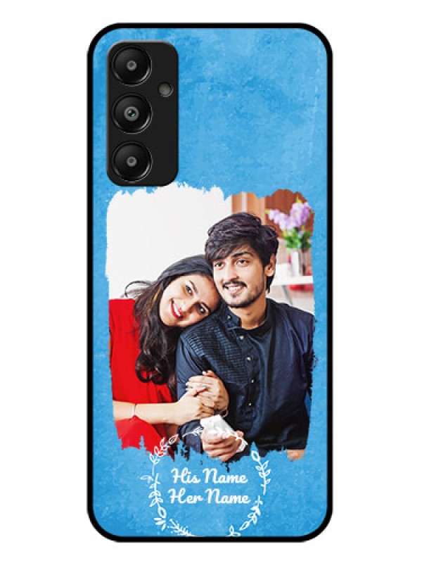 Custom Galaxy M14 4G Custom Glass Phone Case - Blue Color Vintage Design