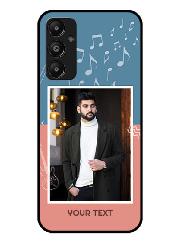 Custom Galaxy M14 4G Custom Glass Phone Case - With Color Musical Note Design