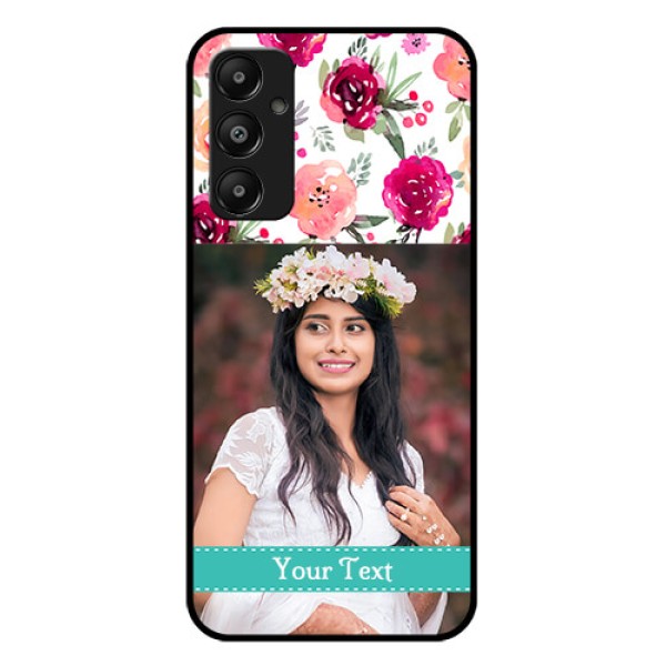 Galaxy M14 4G Custom Glass Phone Case - Water Colors Floral Design