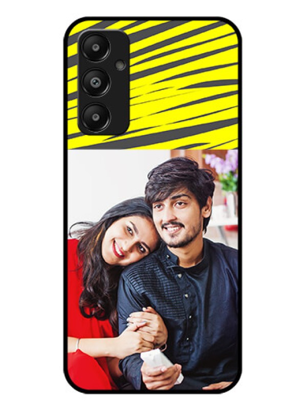 Custom Galaxy M14 4G Custom Glass Phone Case - Yellow Abstract Design