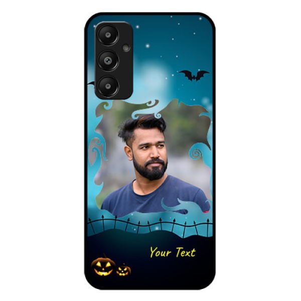 Galaxy M14 4G Custom Glass Phone Case - Halloween Frame Design