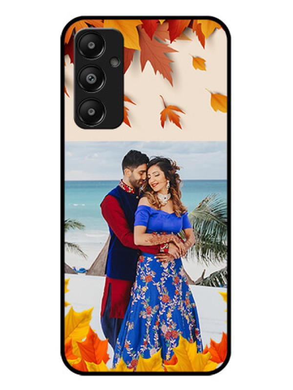 Custom Galaxy M14 4G Custom Glass Phone Case - Autumn Maple Leaves Design