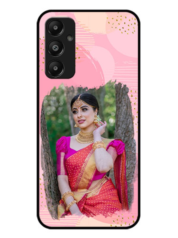 Custom Galaxy M14 4G Custom Glass Phone Case - Gold Glitter Splash Design