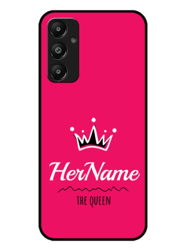 Custom Galaxy M14 4G Custom Glass Phone Case - Queen With Name Design