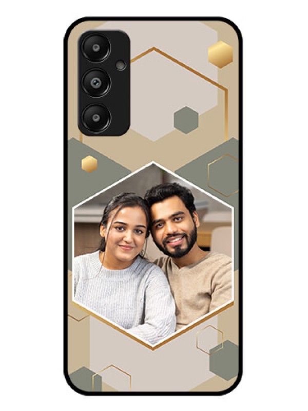 Custom Galaxy M14 4G Custom Glass Phone Case - Stylish Hexagon Pattern Design