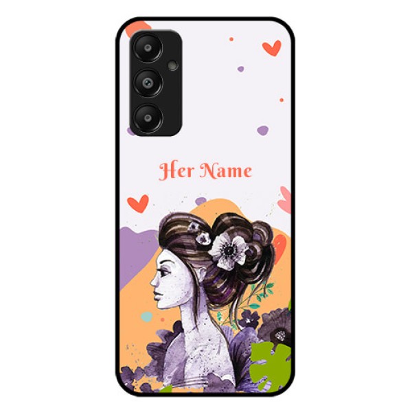 Galaxy M14 4G Custom Glass Phone Case - Woman And Nature Design Galaxy M14 4G Custom Glass Phone Case - Woman And Nature Design