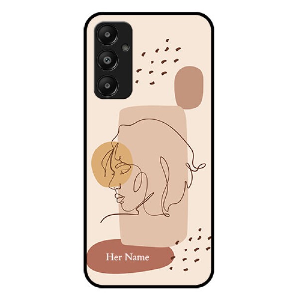 Galaxy M14 4G Custom Glass Phone Case - Calm Woman Line Art Design Galaxy M14 4G Custom Glass Phone Case - Calm Woman Line Art Design