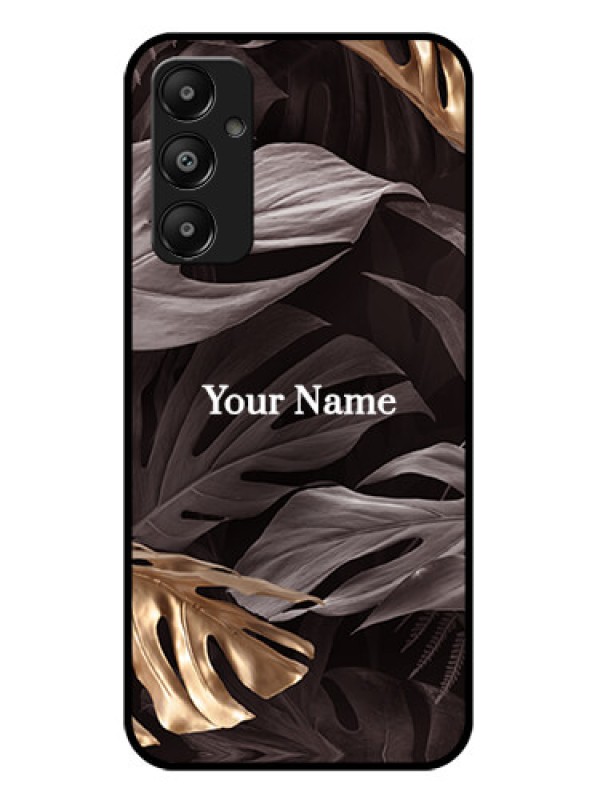 Custom Galaxy M14 4G Custom Glass Phone Case - Wild Leaves Digital Paint Design