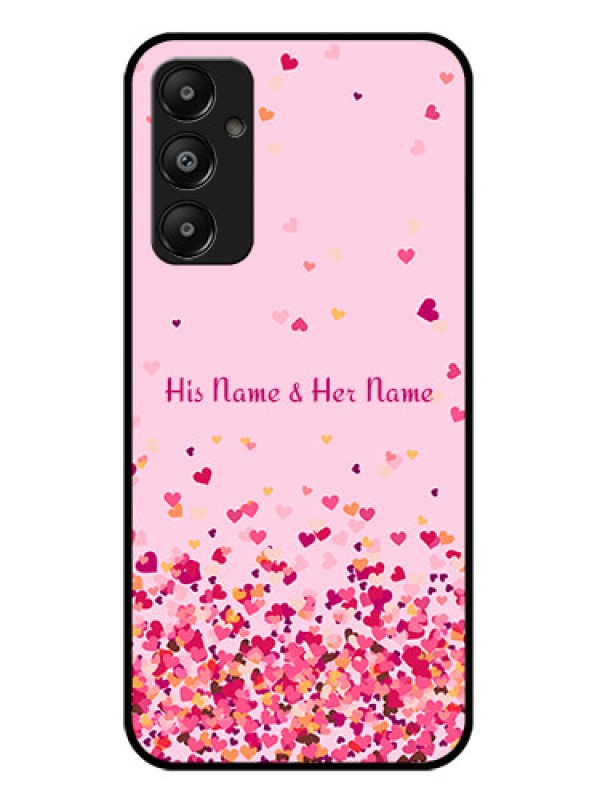Custom Galaxy M14 4G Custom Glass Phone Case - Floating Hearts Design