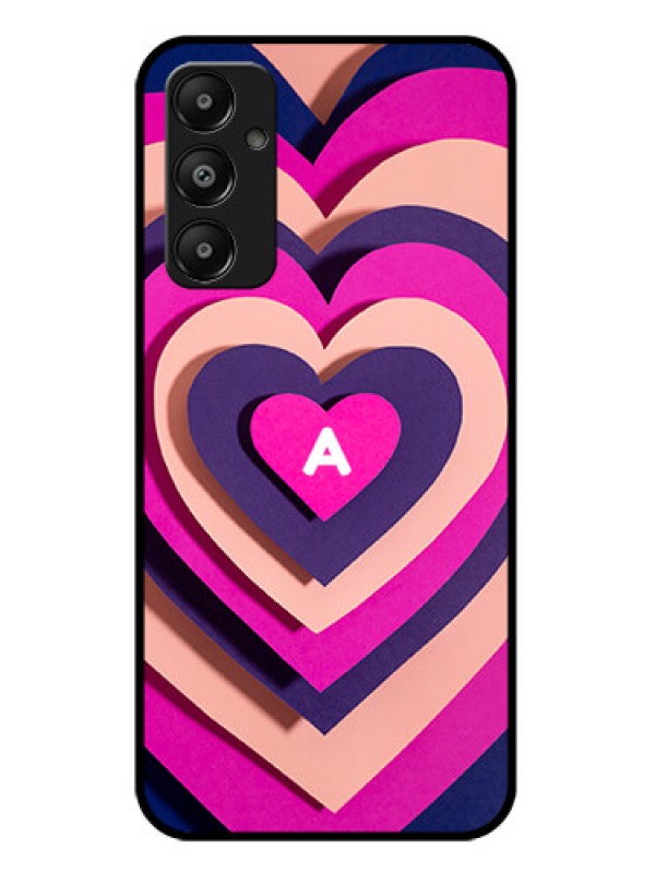 Custom Galaxy M14 4G Custom Glass Phone Case - Cute Heart Pattern Design