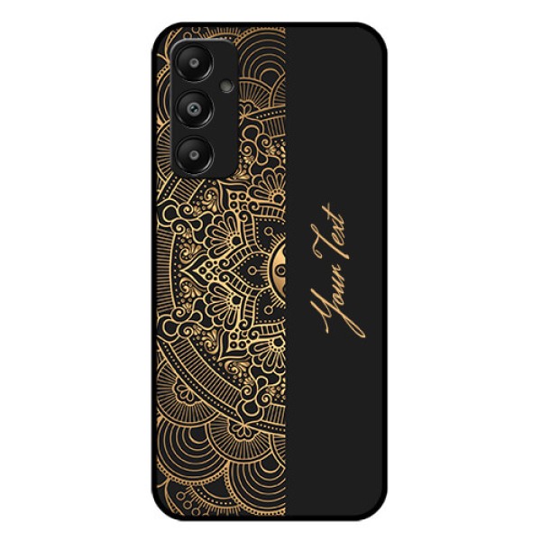 Galaxy M14 4G Custom Glass Phone Case - Mandala Art With Custom Text Design Galaxy M14 4G Custom Glass Phone Case - Mandala Art With Custom Text Design