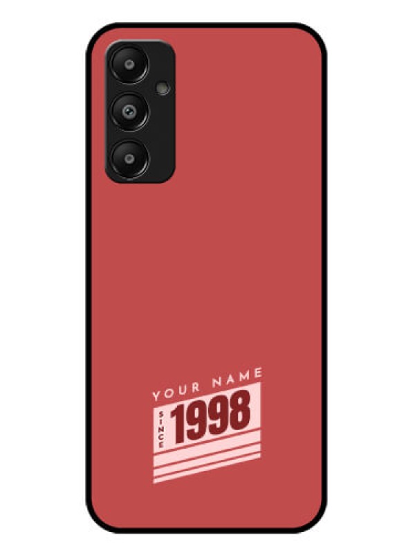 Custom Galaxy M14 4G Custom Glass Phone Case - Red Custom Year Of Birth Design
