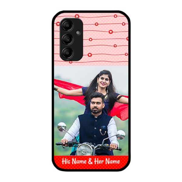 Galaxy M14 5G Personalized Glass Phone Case - Red Pattern Case Design Galaxy M14 5G Personalized Glass Phone Case - Red Pattern Case Design