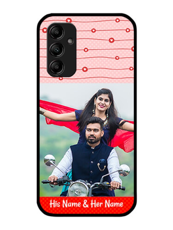 Custom Galaxy M14 5G Personalized Glass Phone Case - Red Pattern Case Design