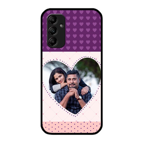 Galaxy M14 5G Custom Glass Phone Case - Violet Love Dots Design