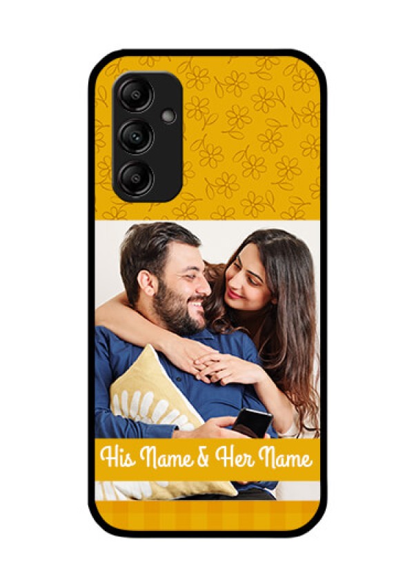 Galaxy M14 5G Custom Glass Mobile Case - Yellow Floral Design