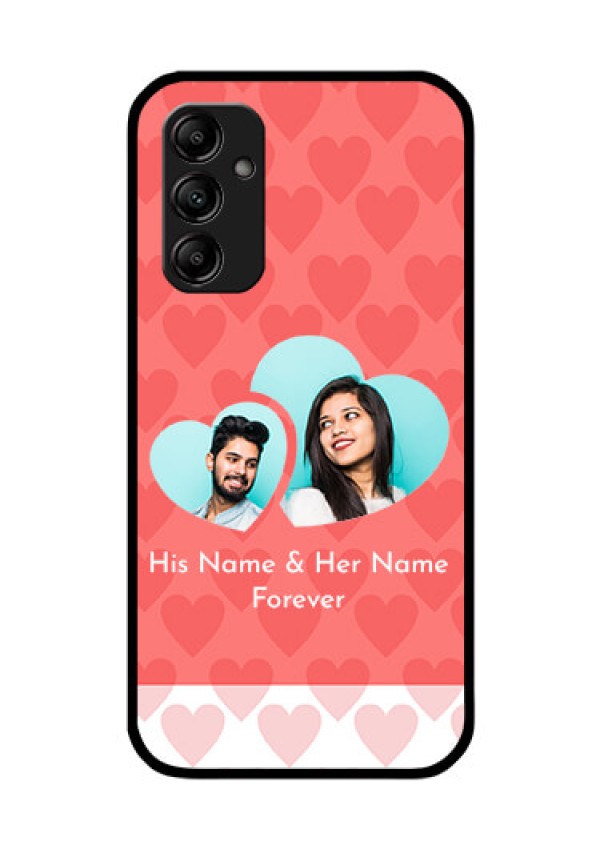 Galaxy M14 5G Personalized Glass Phone Case - Couple Pic Upload Design