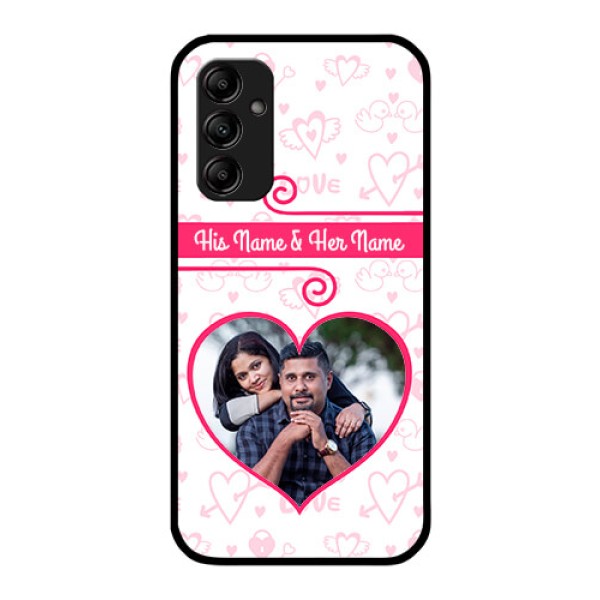 Galaxy M14 5G Personalized Glass Phone Case - Heart Shape Love Design Galaxy M14 5G Personalized Glass Phone Case - Heart Shape Love Design