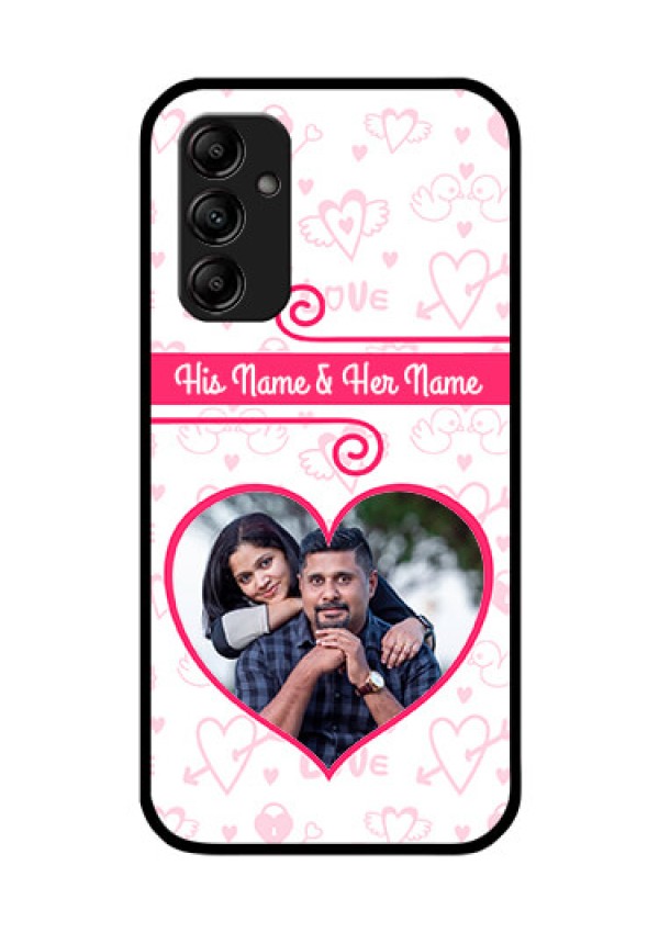 Galaxy M14 5G Personalized Glass Phone Case - Heart Shape Love Design