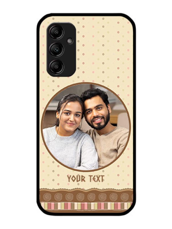Custom Galaxy M14 5G Custom Glass Mobile Case - Brown Dotted Mobile Case Design