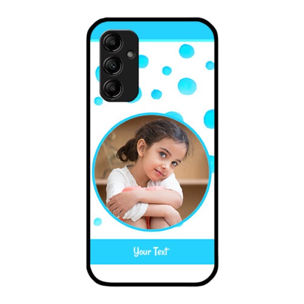 Galaxy M14 5G Photo Printing on Glass Case - Blue Bubbles Pattern Design Galaxy M14 5G Photo Printing on Glass Case - Blue Bubbles Pattern Design