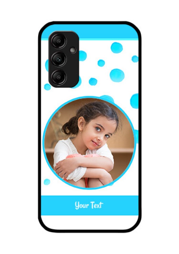 Galaxy M14 5G Photo Printing on Glass Case - Blue Bubbles Pattern Design