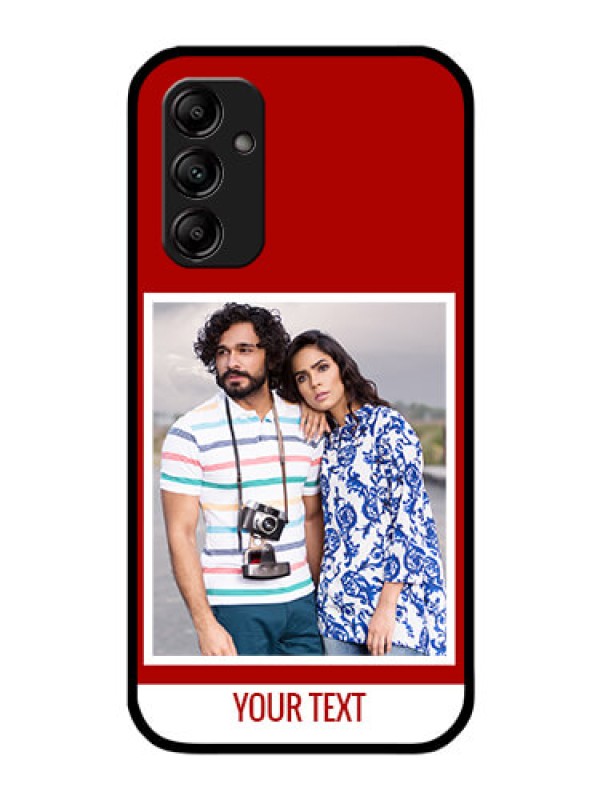 Custom Galaxy M14 5G Personalized Glass Phone Case - Simple Red Color Design
