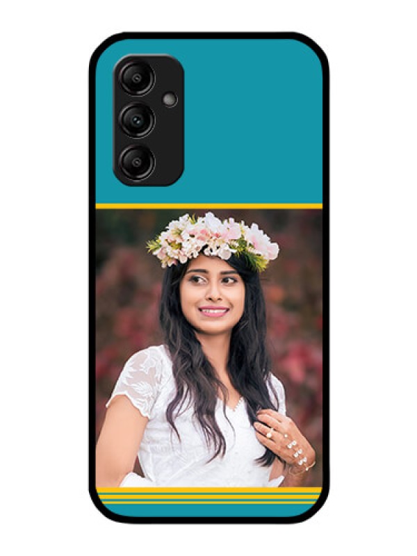 Custom Galaxy M14 5G Custom Glass Phone Case - Yellow & Blue Design