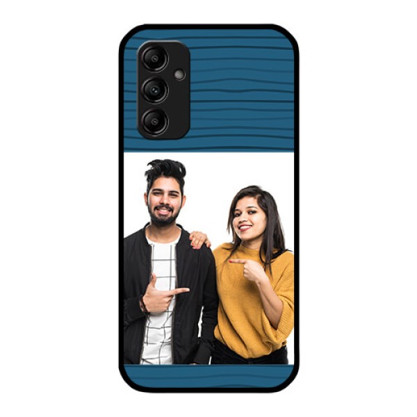 Galaxy M14 5G Custom Glass Phone Case - Blue Pattern Cover Design